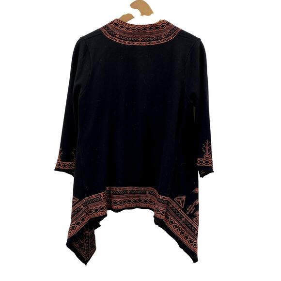 Johnny Was S Black Embroidered asymmetrical cardigan - Picture 4 of 4